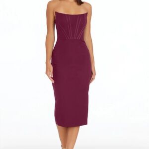 Dress the Population Strapless Plum Dress Cosette Size L Large NWT New With Tags